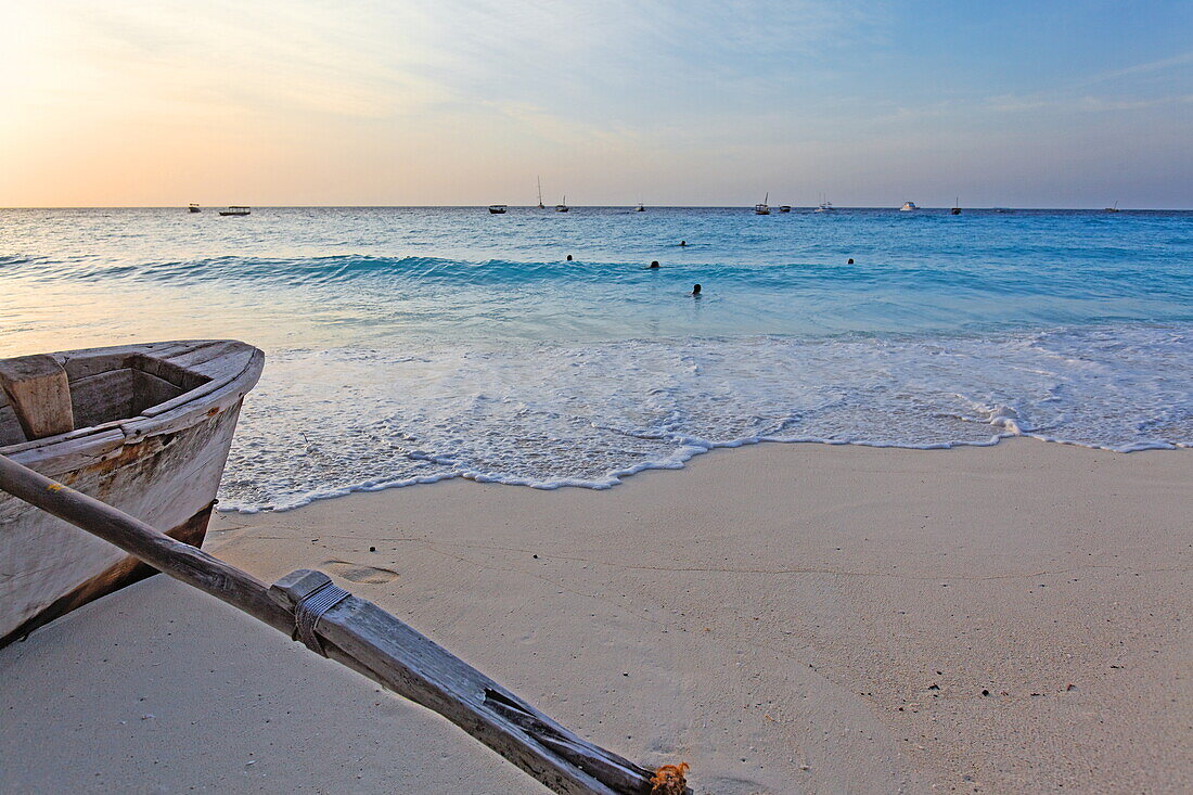 View from the beach of the Z Hotel at dusk, Nungwi, Zanzibar, Tanzania, Africa