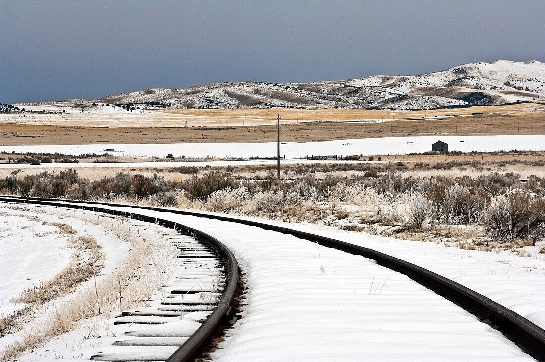 Snow Covered Railroad Tracks, Howell, UT, US