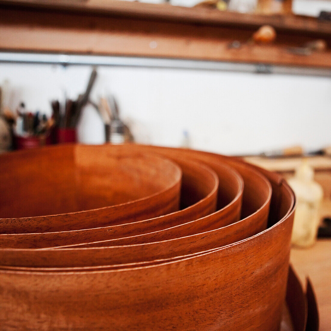 Stack of Wooden Bowls, Seattle, Washington, USA