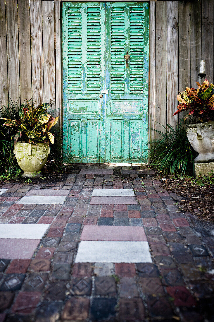 Weathered Green Door, St. Augustine, Florida, USA
