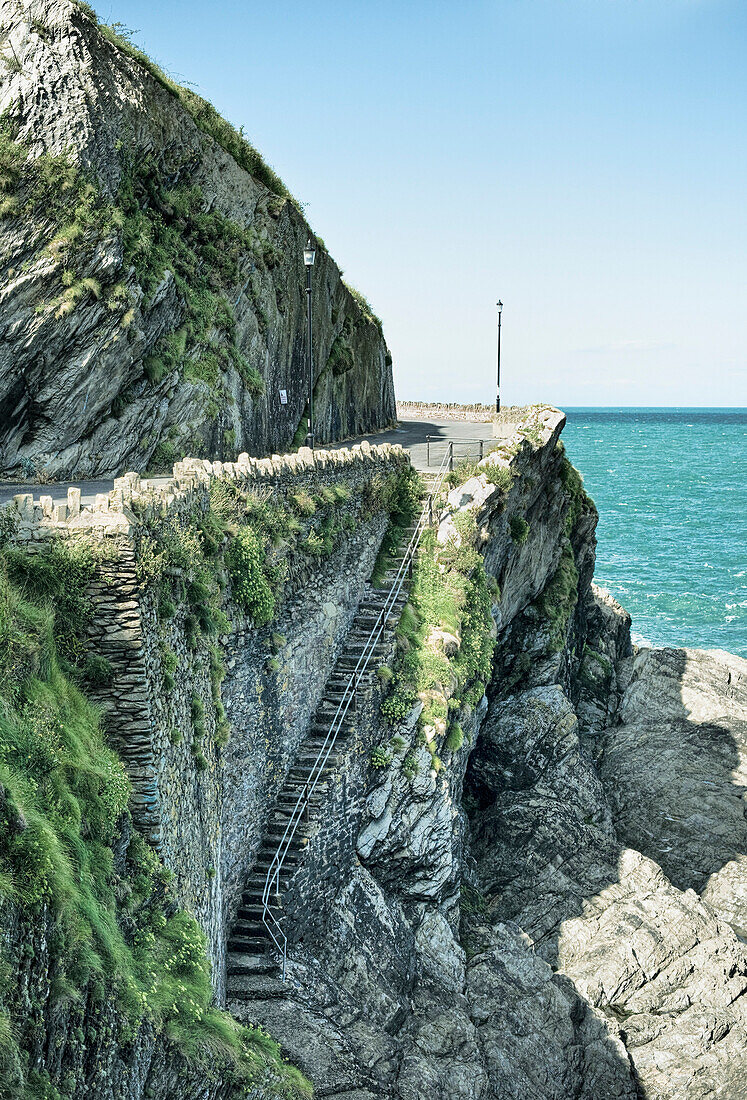 Steps Built into Ocean Cliff, Ilfracombe, Devon, England, UK