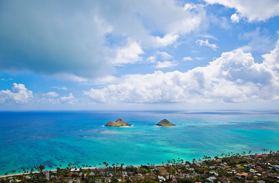 View of the Mokulua Islands, Kailua, HI, USA