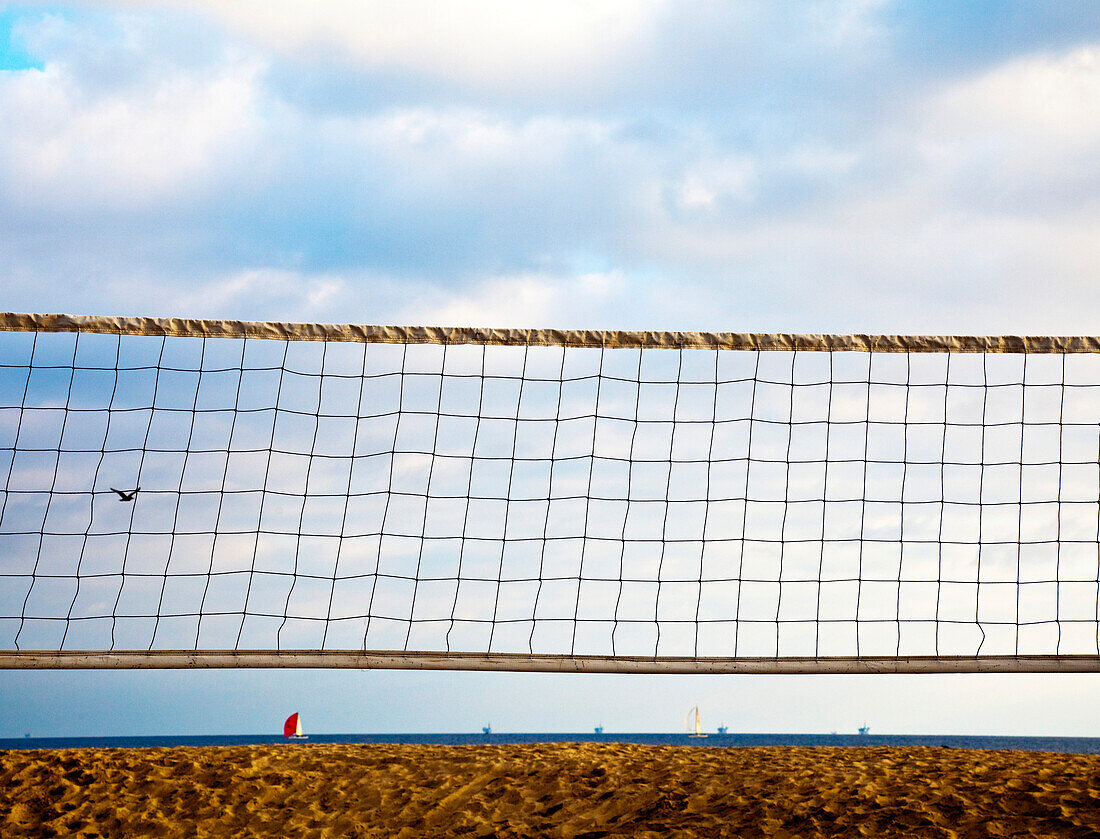 Volleyball Net on Beach, Santa Barbara, CA, USA