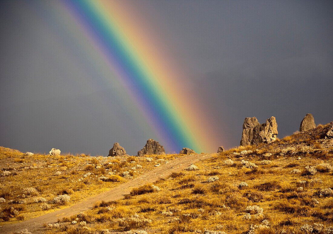 Rainbow and Desert Landscape, CA, USA