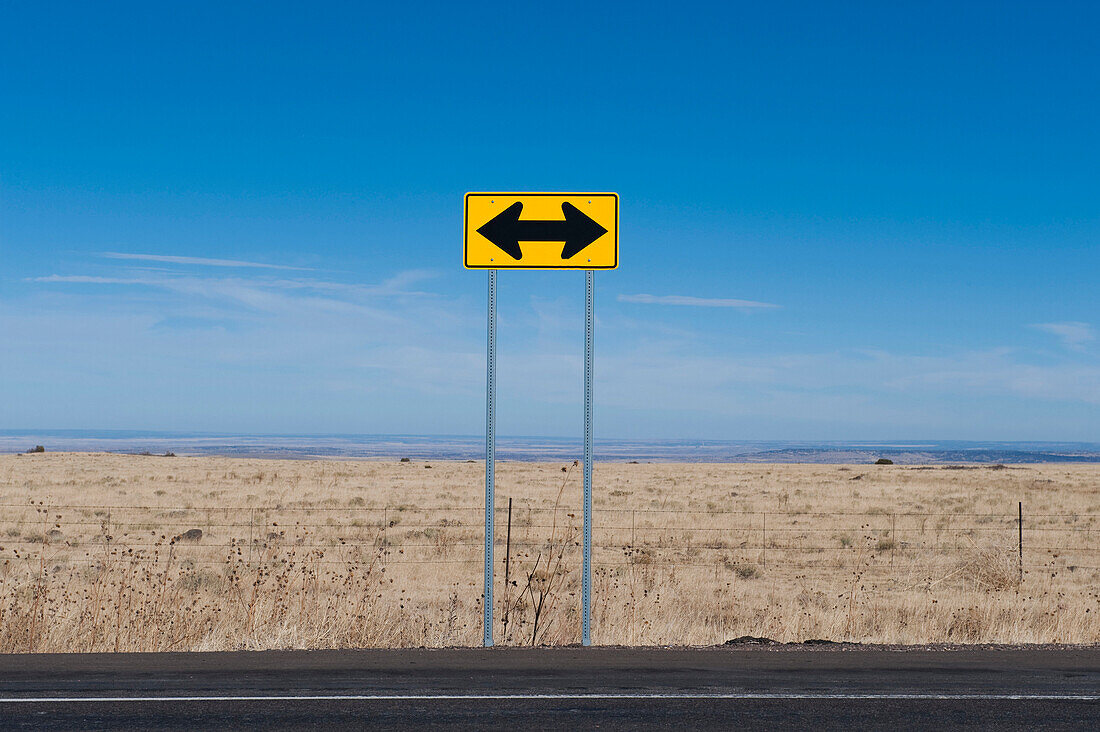 Road Sign in the Desert, USA, New Mexico, Soccorro