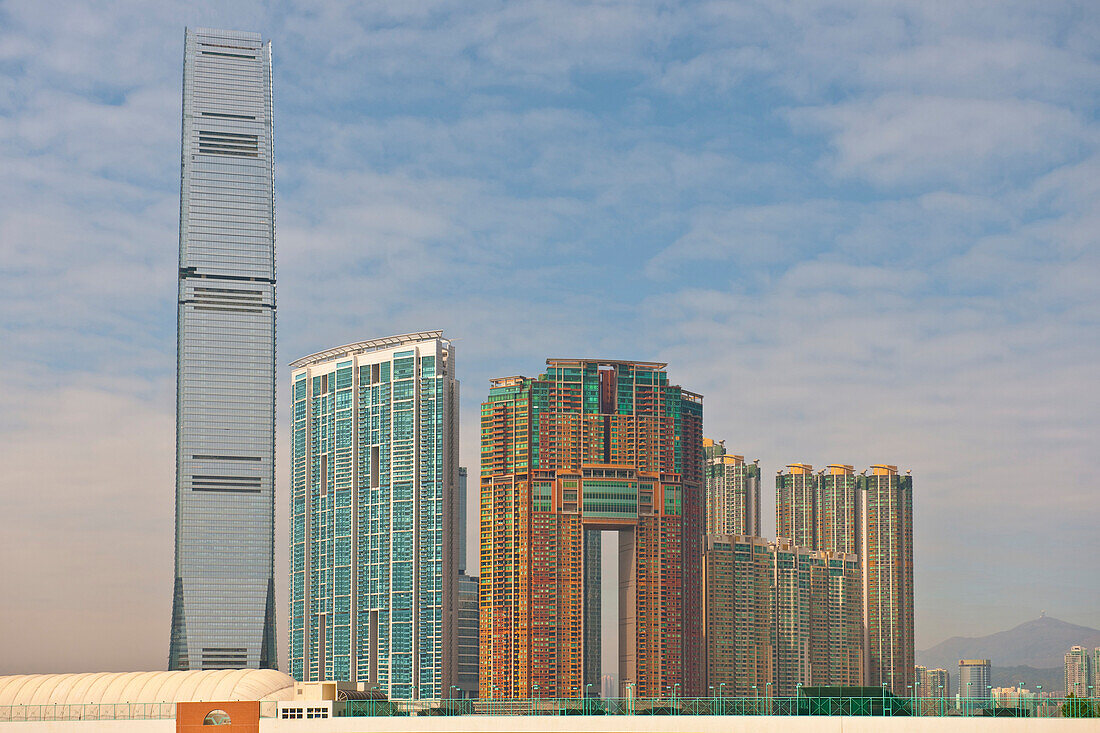 Cityskyline with skyscrapers, Kowloon, Hong Kong, China
