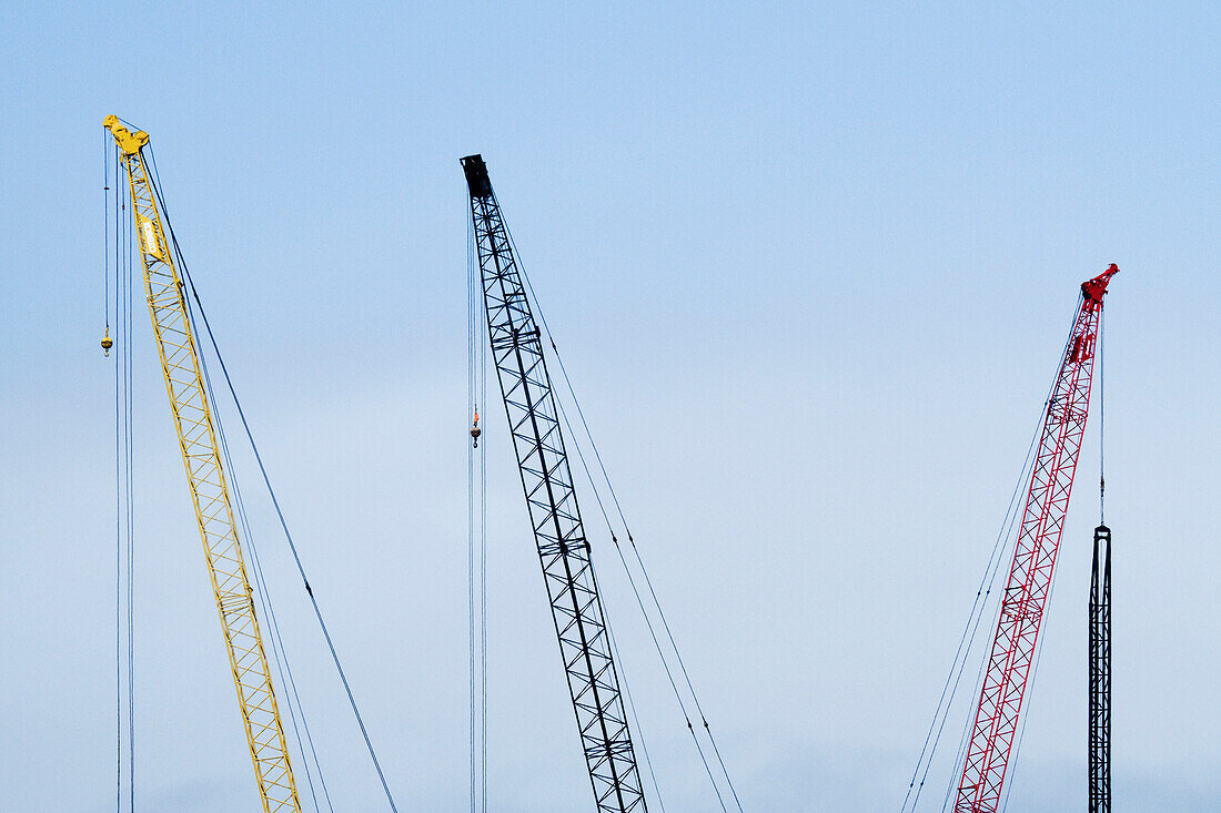 Colorful Tower Cranes, New Orleans, Louisiana, USA