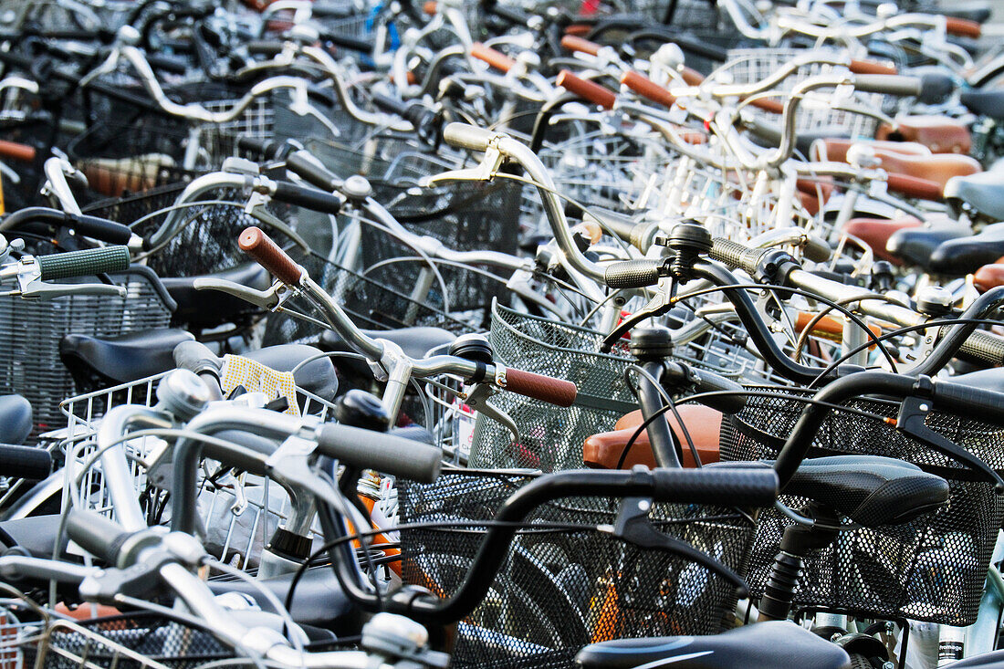 Mass of Parked Bicycles, Kurashiki City, Kurashiki, Okayama Prefecture, Japan