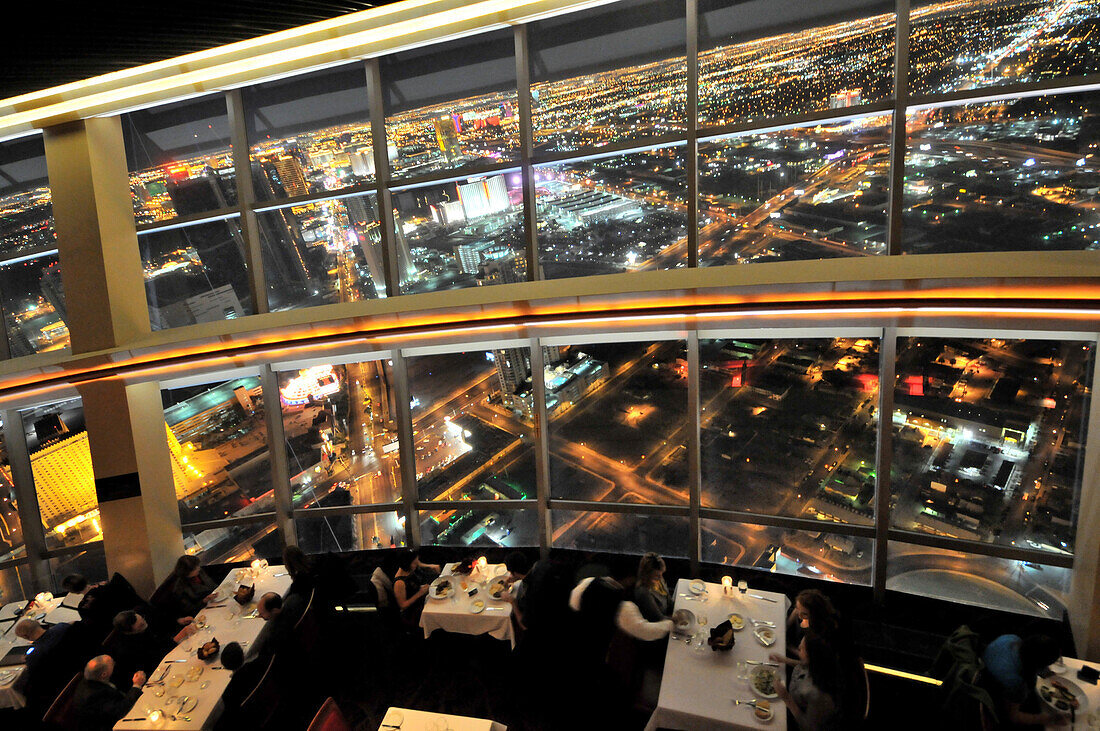 Restaurant with city view on the Stratosphere Tower, Las Vegas, Nevada, USA, America