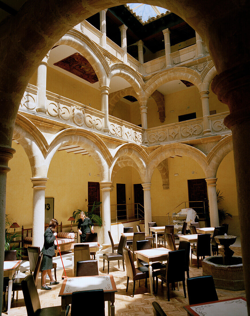 Courtyard of hotel Palacio de los Salcedo, Baeza, Andalusia, Spain
