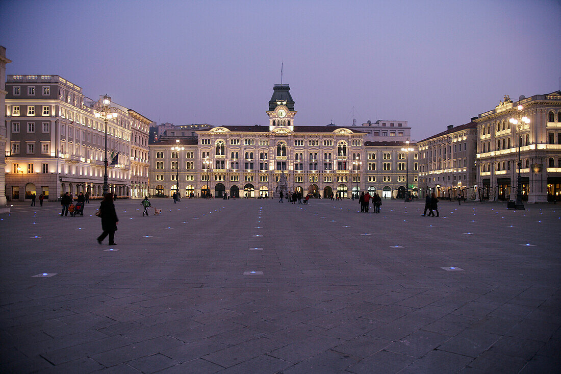 Piazza Unità d'Italia in the evening light, Main town square, Trieste, Friuli-Venezia Giulia, Italy