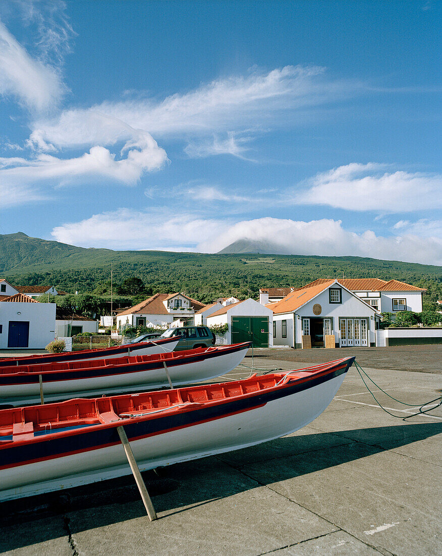Traditional whaling boats, whaling museum Museu Industrial da Baleia, Sao Roque do Pico, Pico Island, Azores, Portugal