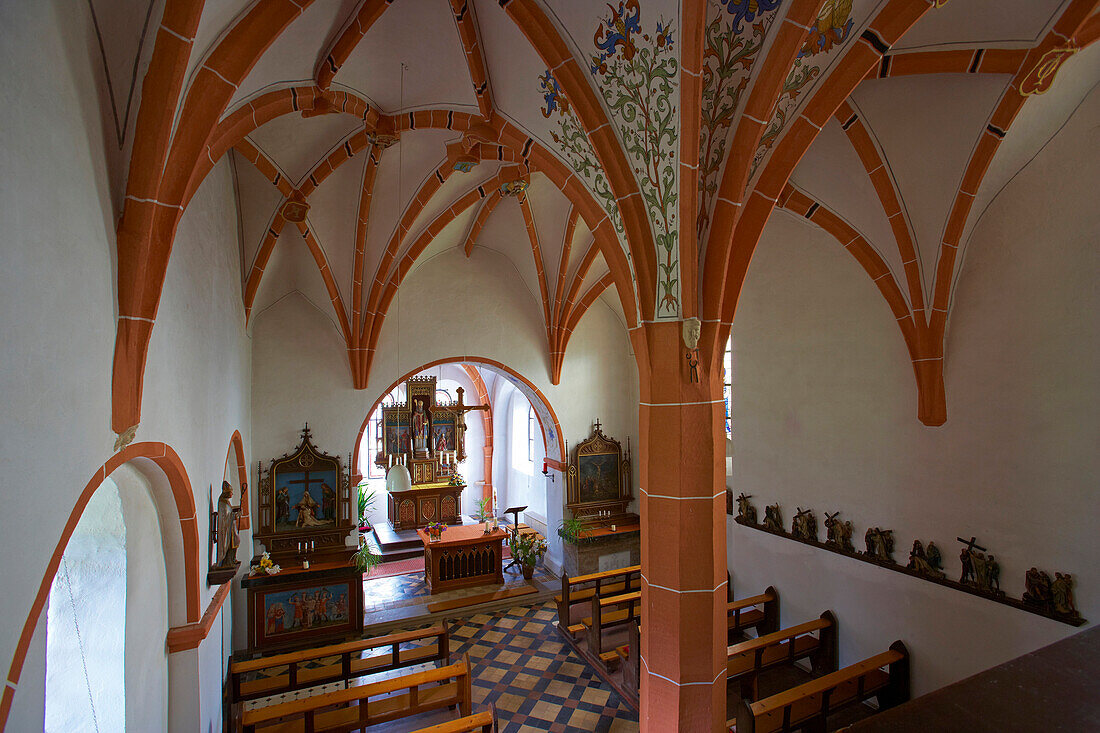 Einstützenkirche von Steinborn, Innenansicht, Eifel, Rheinland-Pfalz, Deutschland, Europa