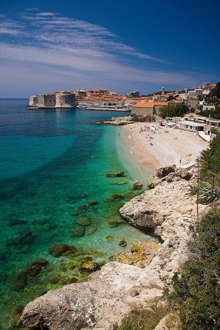 The beach at the Hotel Excelsior, Dubrovnik, Dalmatia, Croatia