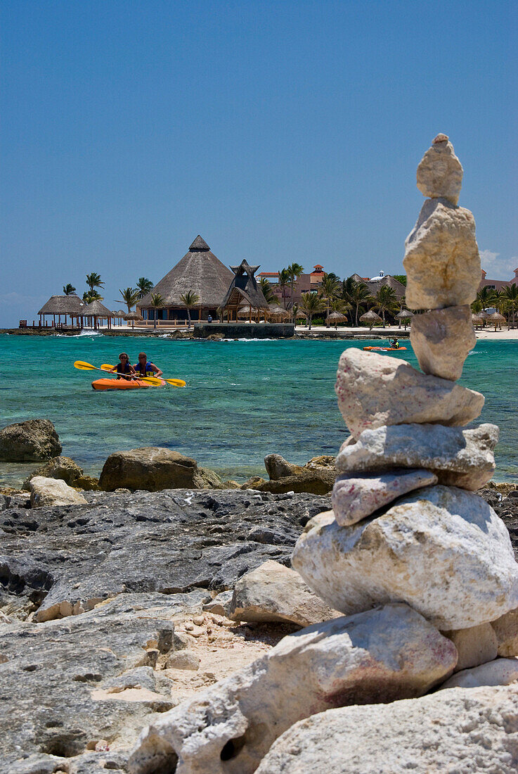 Kayaking and rock sculptures, Puerto Aventuras, Quintana Roo, Mexico