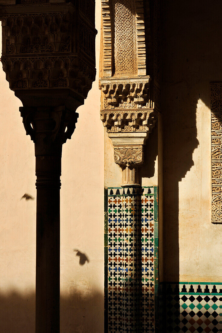 Detail, column, cathedral in oriental style, Granada, Alhambra, Andalusia, Spain, Mediterranean Countries