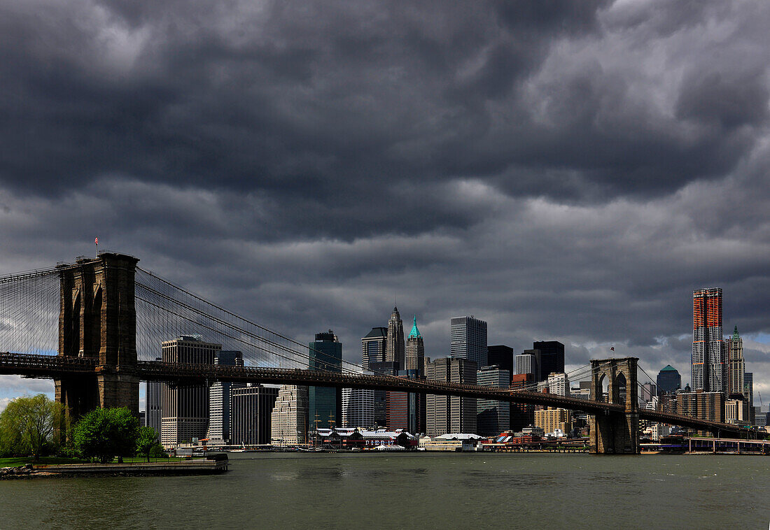 Skyline, Brooklyn Bridge, New York City, New York, USA, North America, America