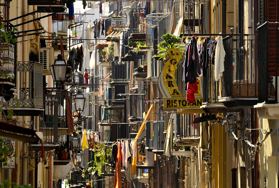 Small alley, Cefalú, Palermo, Sicily, Italy
