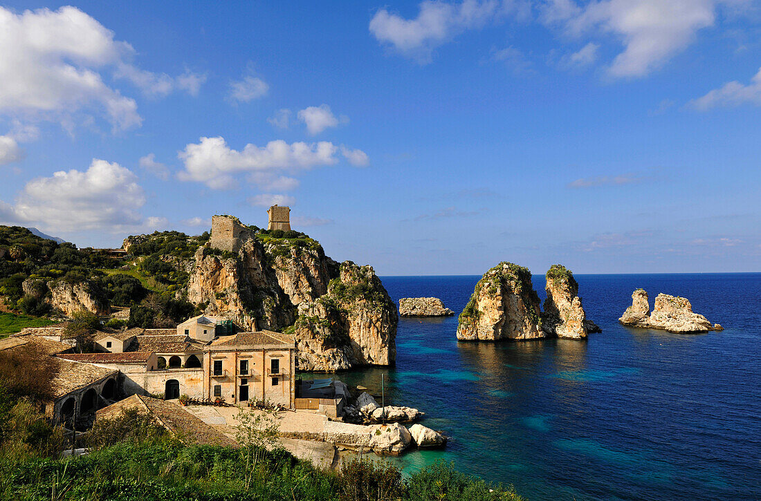 Coastal scenery, Scopello, Castellammare del Golfo, Sicily, Italy