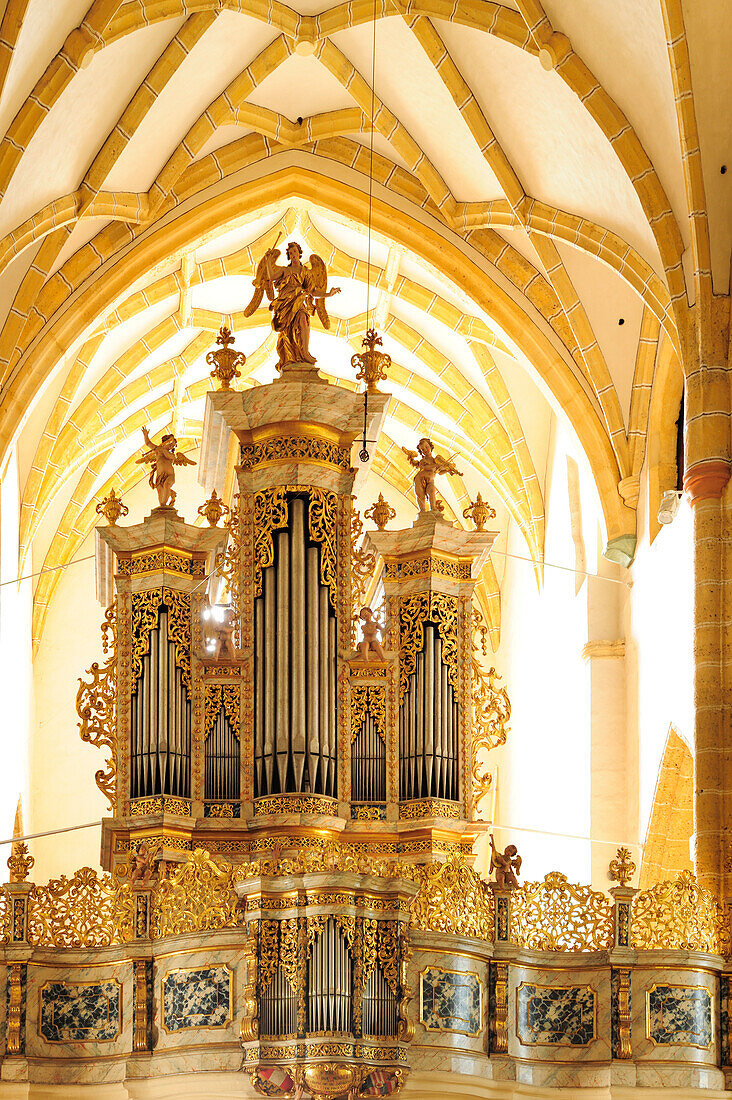 Pipe organ in late Gothic church Maria Saal, Maria Saal, Carinthia, Austria, Europe