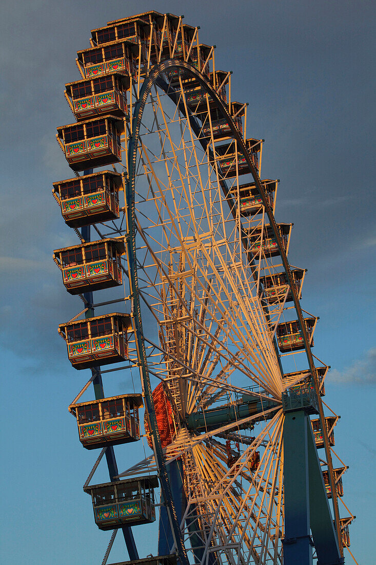 Illuminated ferris wheel at the Oktoberfest, Theresienwiese, Munich, Bavaria, Germany, Europe, Europe