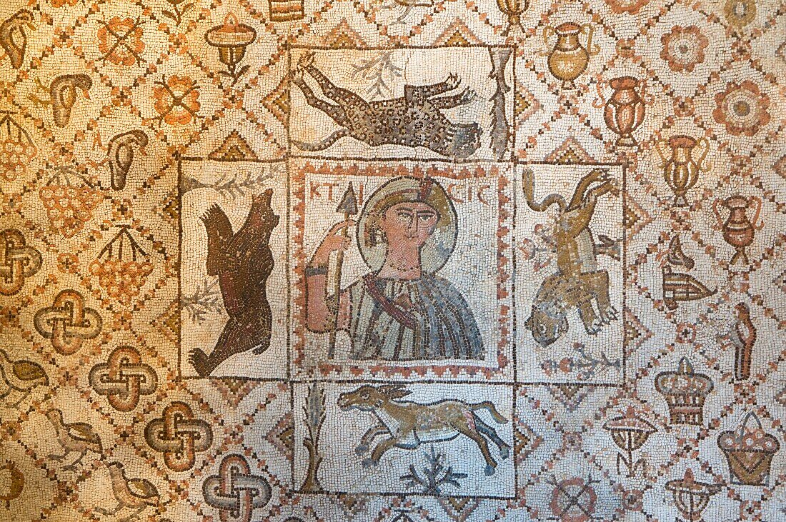Lebanon, Beiteddine Beit ed-Dine, palace of emir Bashir, Byzantine mosaic