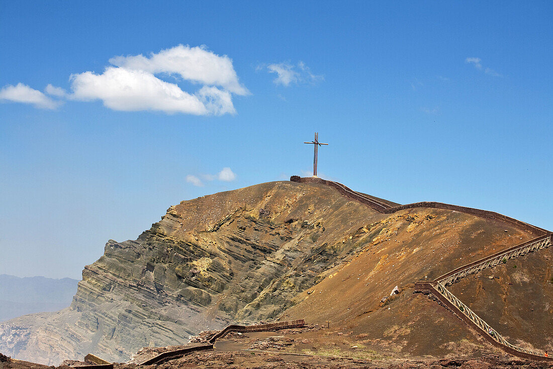 Bobadilla Cross on the top of Santiago crater, Masaya Volcano National Park, Masaya, Nicaragua