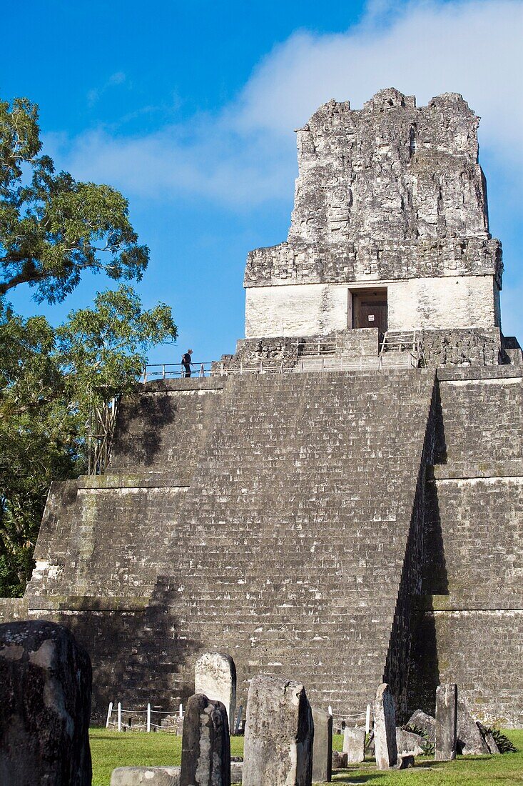 Temple II also known as Temple of the Mask, Great Plaza, Tikal, El Peten department, Guatemala