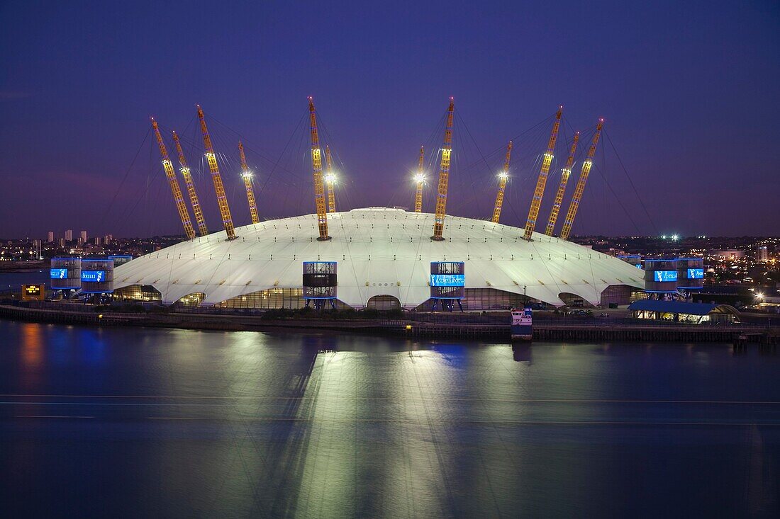Aerial view of O2 Arena former Millennium Dome, London, England, UK