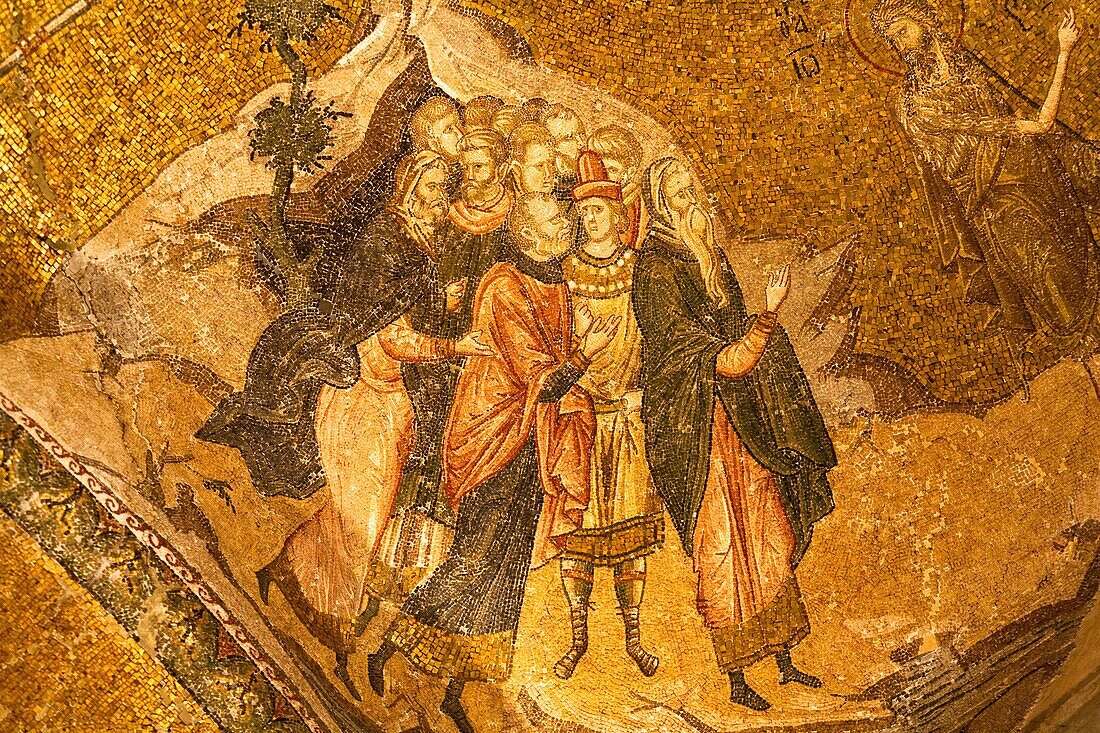 Part of John The Baptist Witnessing Jesus mosaic, Chora Museum, also known as Kariye Muzesi, Edirnekapi, Istanbul, Turkey
