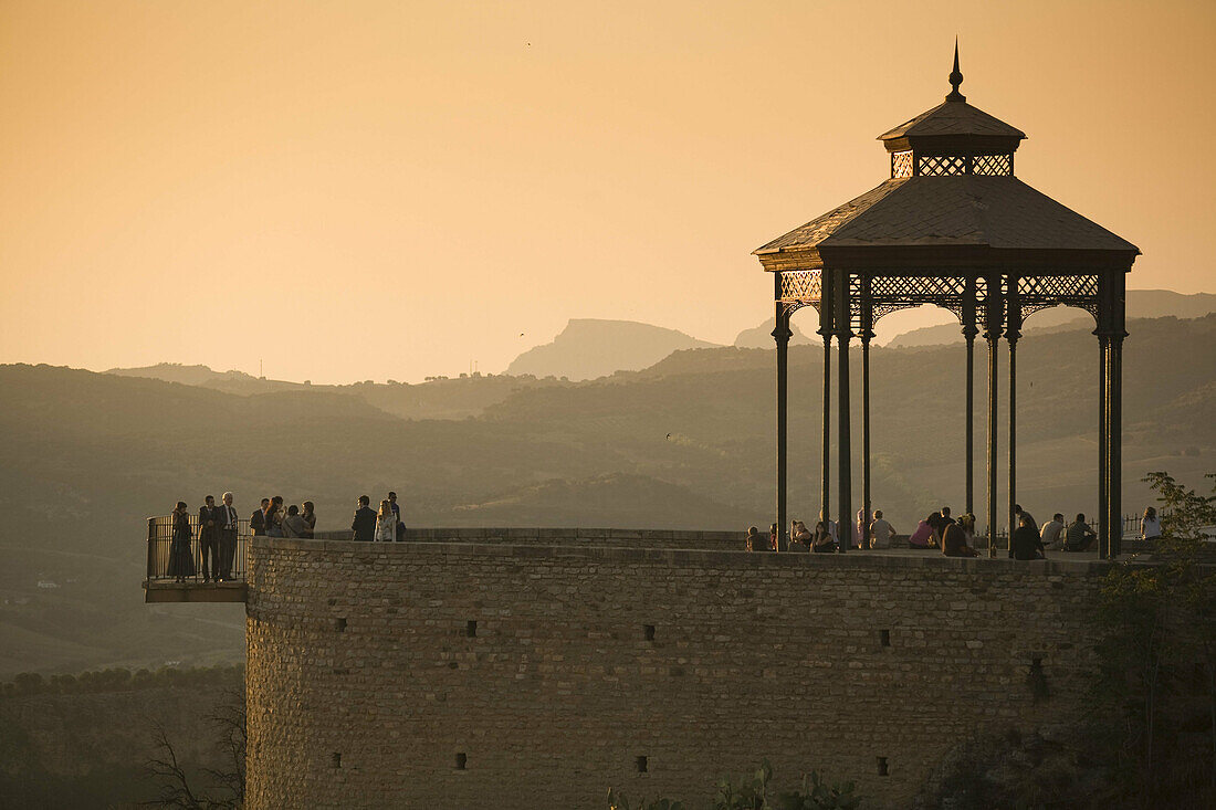 Bandstand by El Tajo gorge, town of Ronda, province of Malaga, Andalusia, Spain