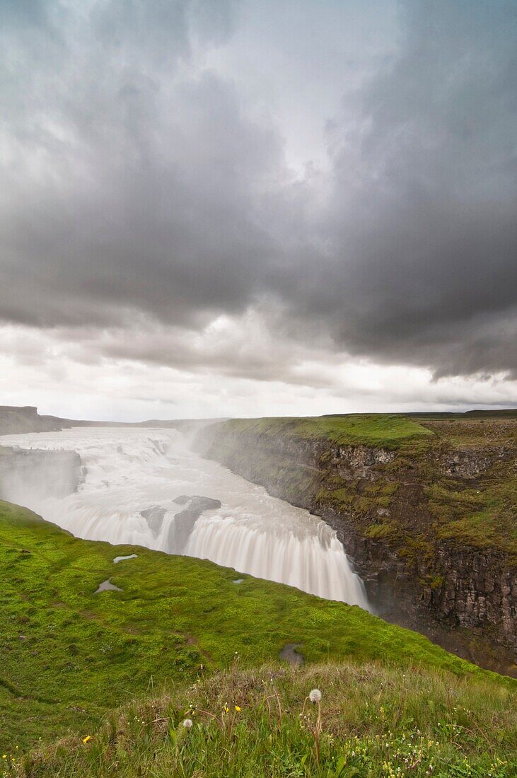 Gullfoss waterfall The golden waterfall is located on the Hvitá river