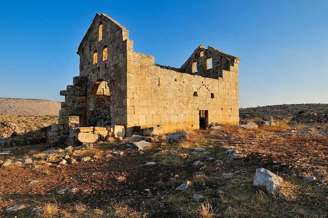 ruin of the byzantine church at the archeological site of Sitt Ar-Rum, Dead Cities, Syria, Middle East, West Asia