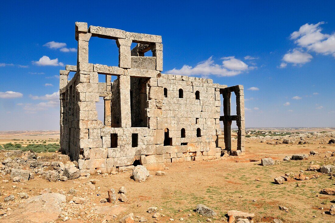 byzantine ruin of Qasr al-Banat monastery at the archeological site of Dana, Dead Cities, Syria, Middle East, West Asia