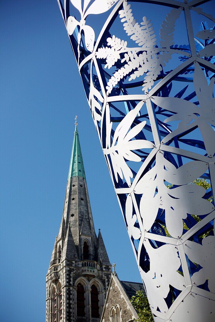 The 18-metre highMetal Chalice,  sculpture in Cathedral Square, Christchurch, New Zealand