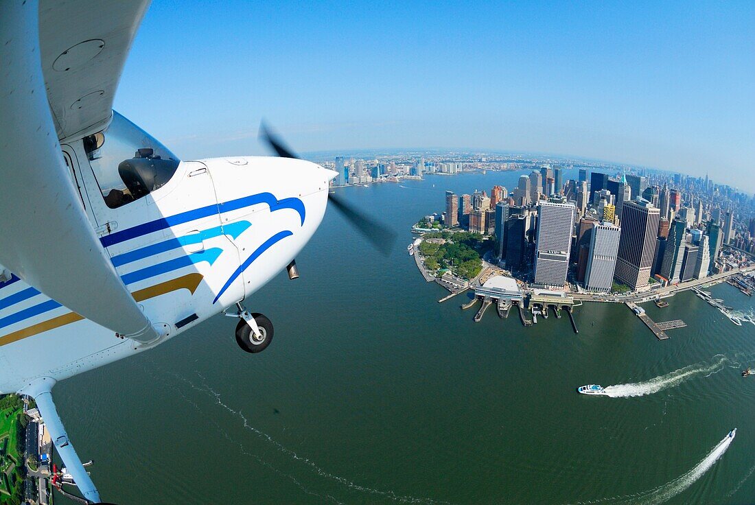 172, Aerial, Aeroplane, Air, Aircraft, Airplane, Airspace, Battery park, C172, Cessna, City, Cityscape, East, Financial district, Fish eye, Flying, Hudson, In air, Landmark, Landscape, Large angle, Light, Manhattan, New york, Nyc, Over, Peninsula, Plane, 