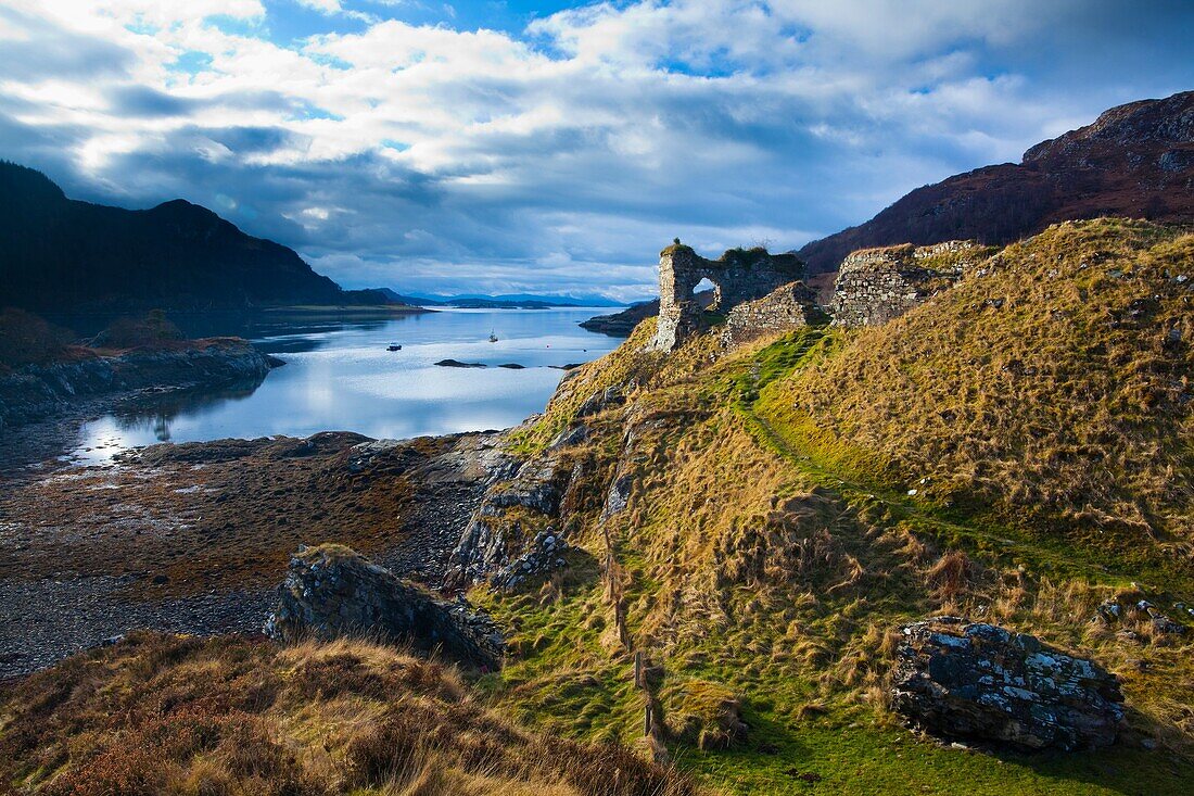 Scotland, Scottish Highlands, Strome Castle The enigmatic ruins of Strome Castle, situated alongside Loch Carron