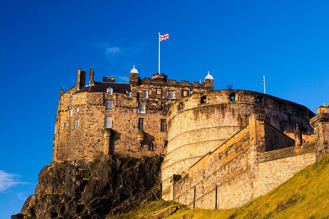 Scotland, Edinburgh, Castle Hill Edinburgh Castle viewed from the south side of Castle Hill