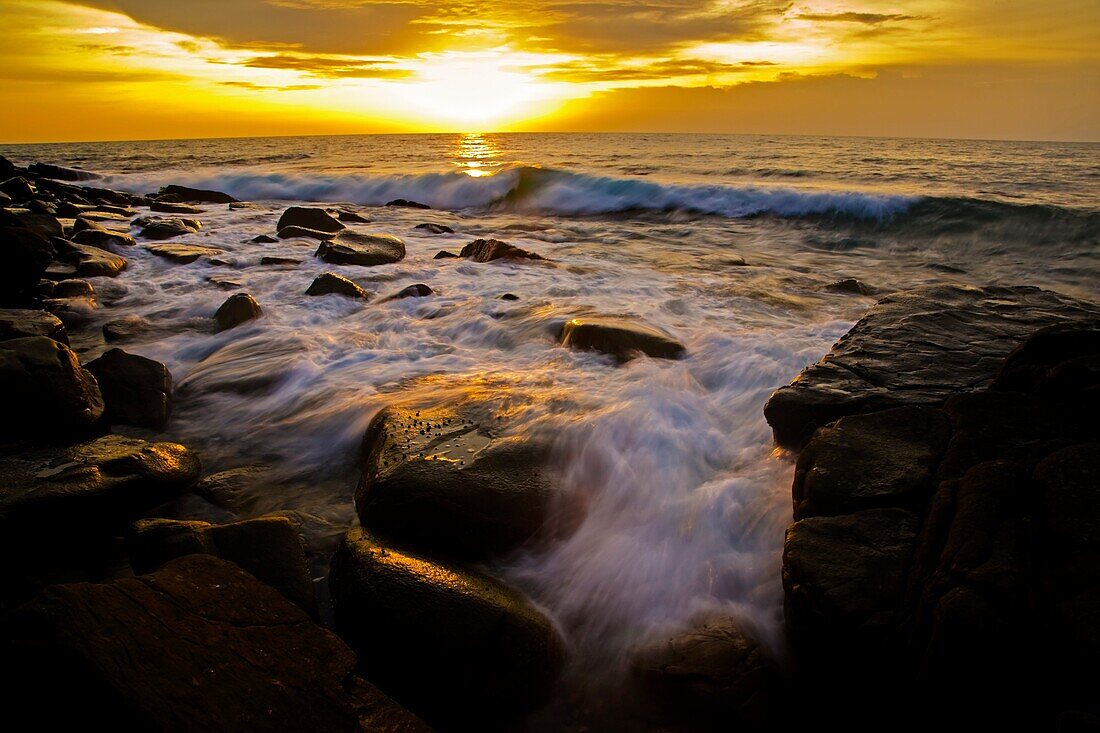 Borneo, Sabah Malaysia, Tunku Abdul Rahman Park Sunset viewed from the west coast of Pulau Sapi - Sapi Island