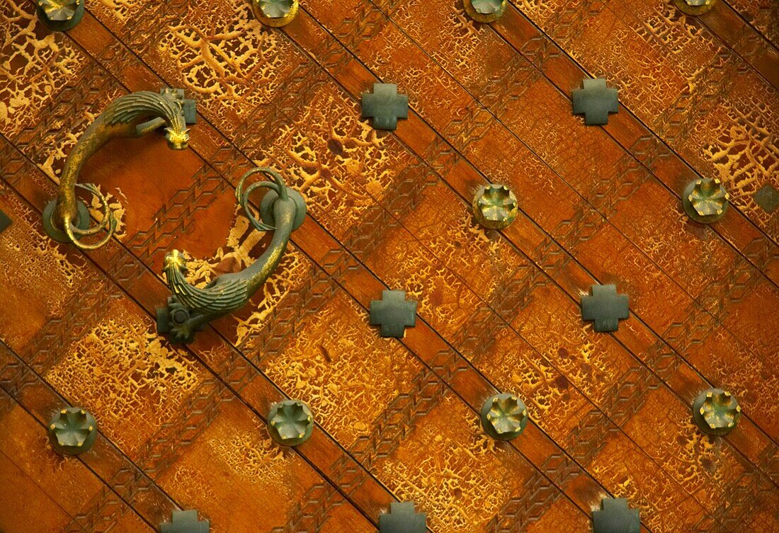 Czech Republic, Prague, Prague Castle Detail of door on a building forming part of Prague Castle in the city of Prague