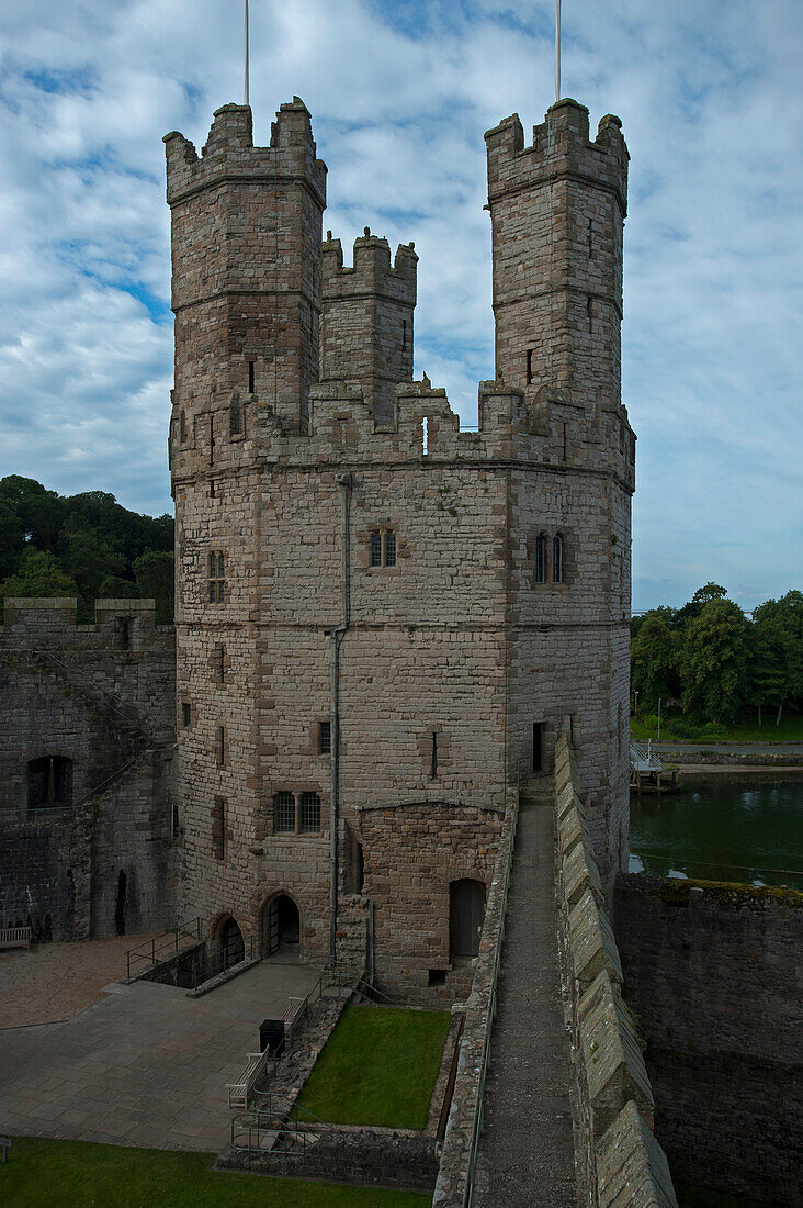 Eagle tower at Caernarfon Castle, Caernarfon, Wales, UK