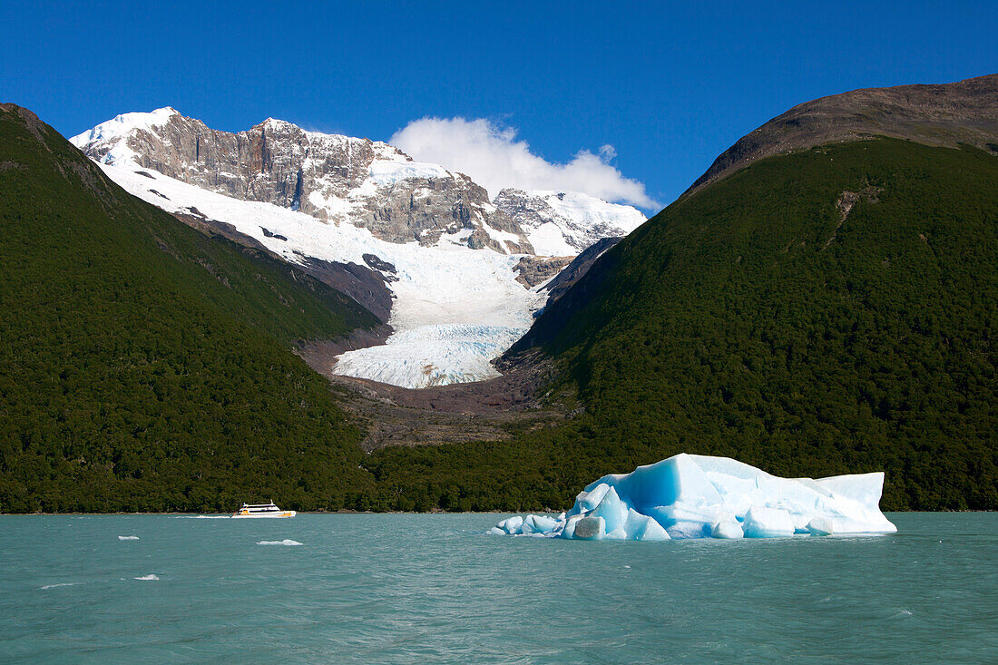 Iceberg and glacier at Lago Argentino, Los Glaciares National Park, near El Calafate, Patagonia, Argentina