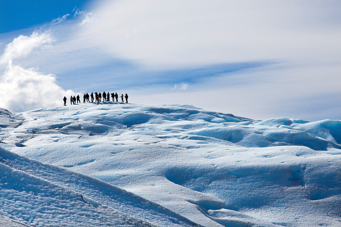 Ice trekking at Perito Moreno glacier, Lago Argentino, Los Glaciares National Park, near El Calafate, Patagonia, Argentina