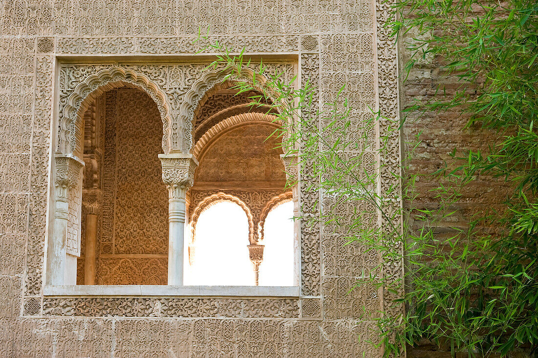 Detail des Palacio de Generalife, Alhambra, Granada, Andalusien, Spanien, Europa