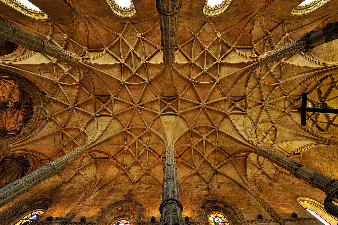 Vault at the Jeronimos monastery, Lisbon, Portugal, Europe
