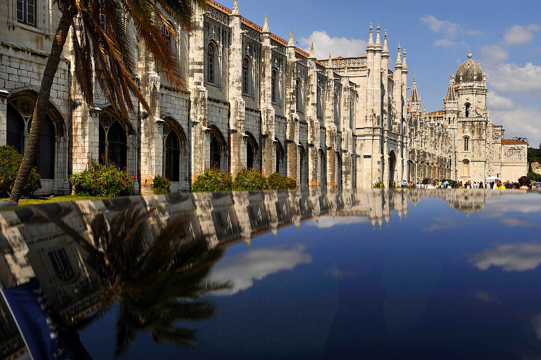 Exterior view of the Jeronimos monastery in the sunlight, Lisbon, Portugal, Europe