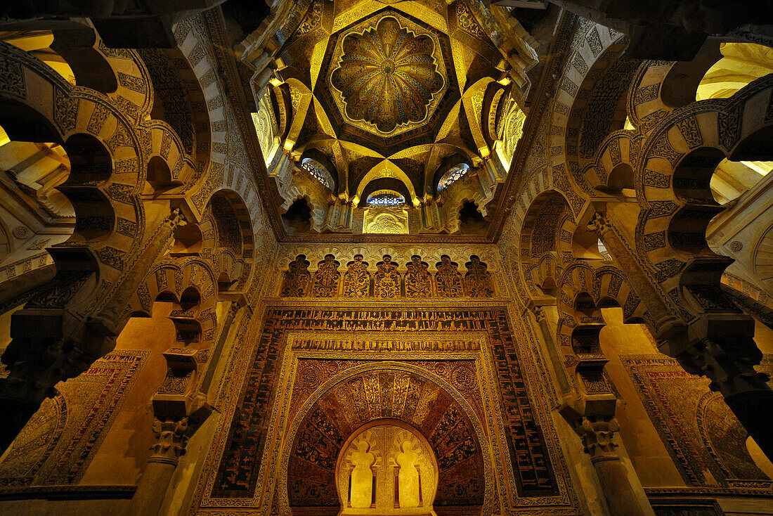 Vault inside of the cathedral La Mezquita, Cordoba, Andalusia, Spain, Europe