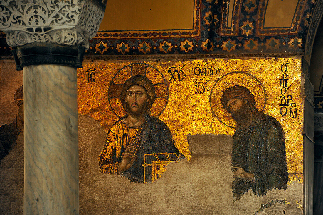 Fresco inside of the Hagia Sophia, Istanbul, Turkey, Europe
