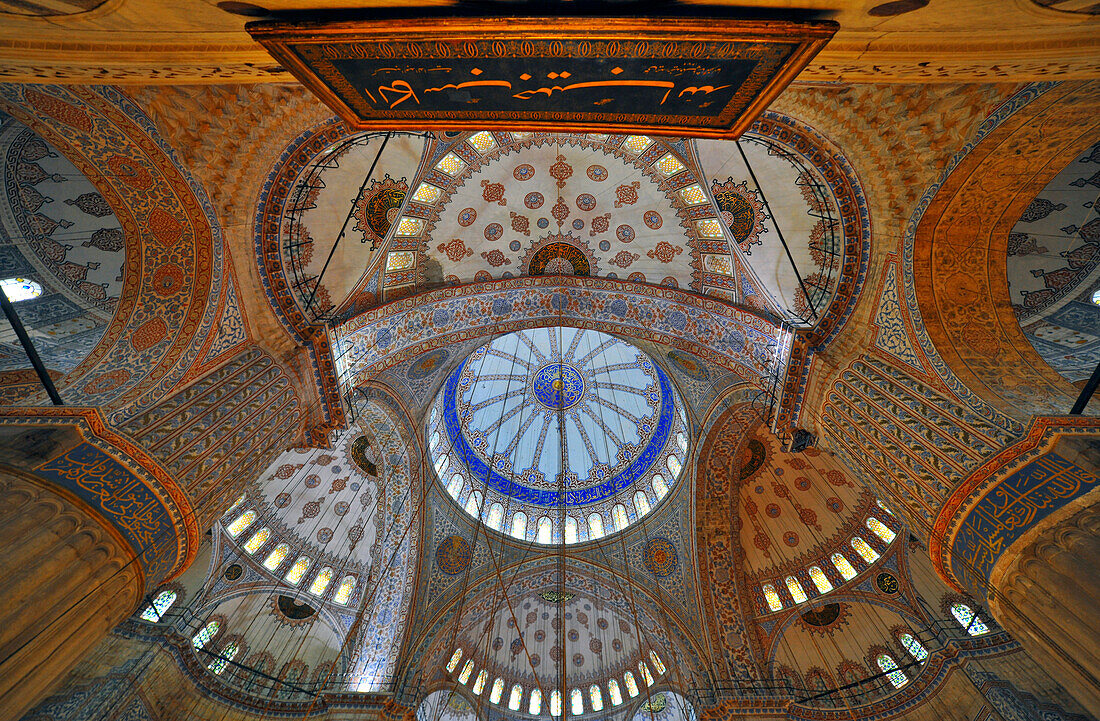 Vault inside of the Blue Mosque, Istanbul, Turkey, Europe