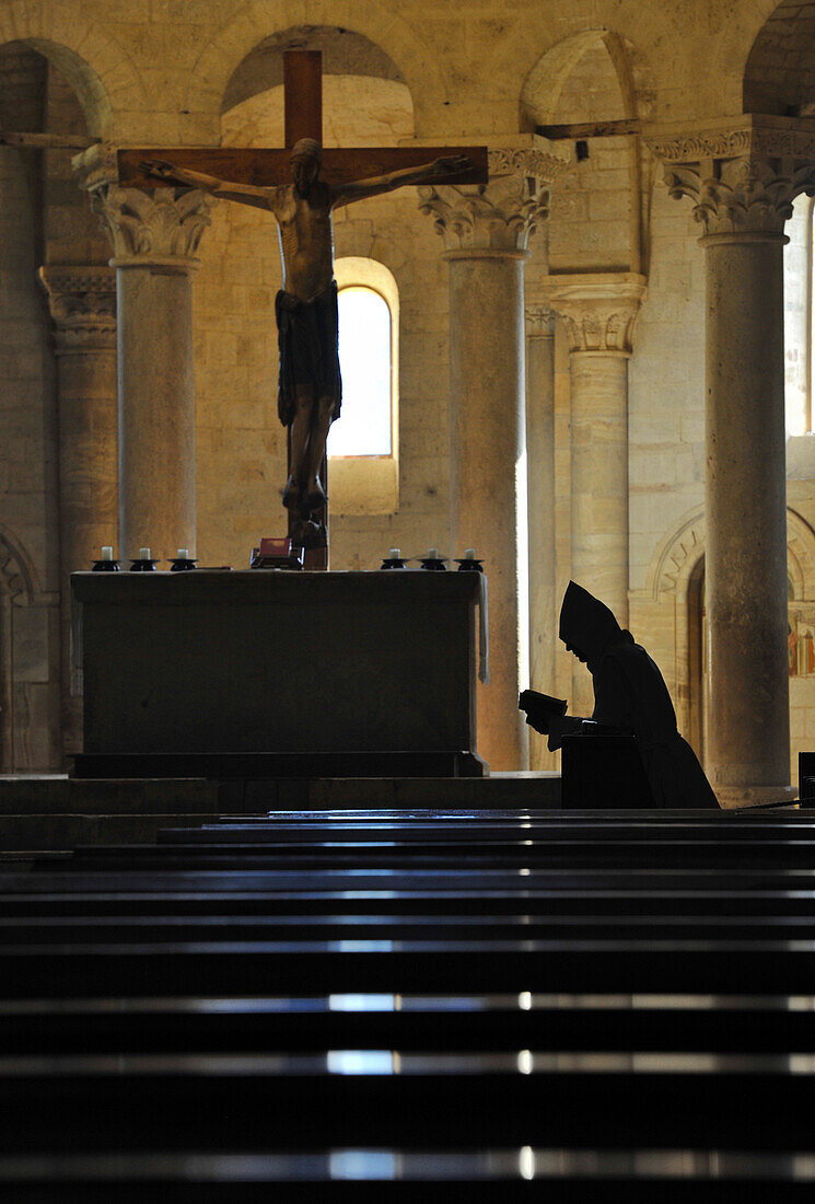 Interior view of the abbey Abbazia Sant' Antimo, Tuscany, Italy, Europe